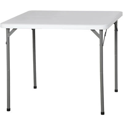 34" Folding Table Plastic Bi-Folding Commercial Square Table for Kitchen White - Image 1 of 4