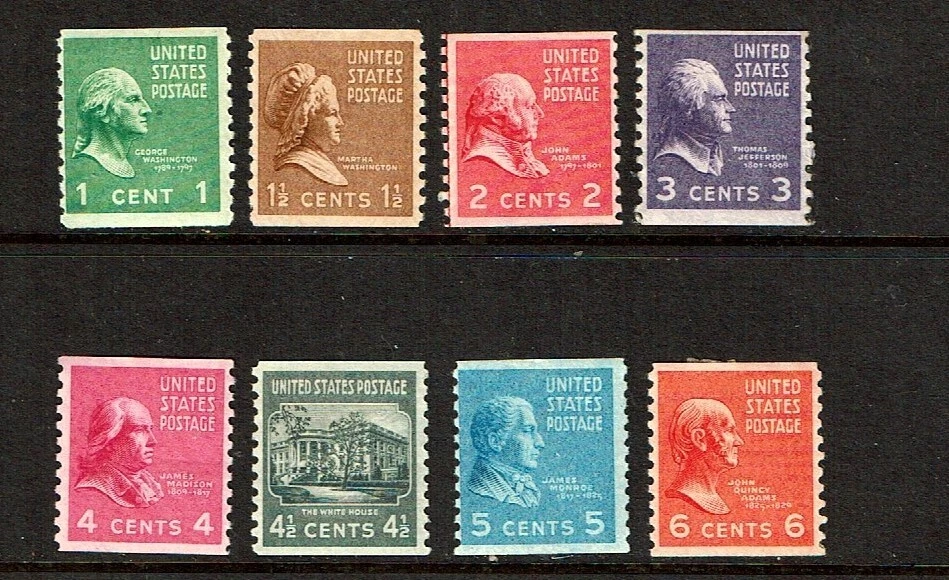 1939 U.S. PRESIDENTIAL  ROTARY COIL P/SET of 8  p.10v Sc#839-  M/H/OG Fresh! - Image 1 of 1