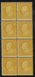 US, #510 10Cents Orange Block of 8 Mint Never Hinged - Picture 1 of 2