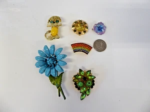 Lot of 6 Vintage Costume Pins Brooches - Picture 1 of 15