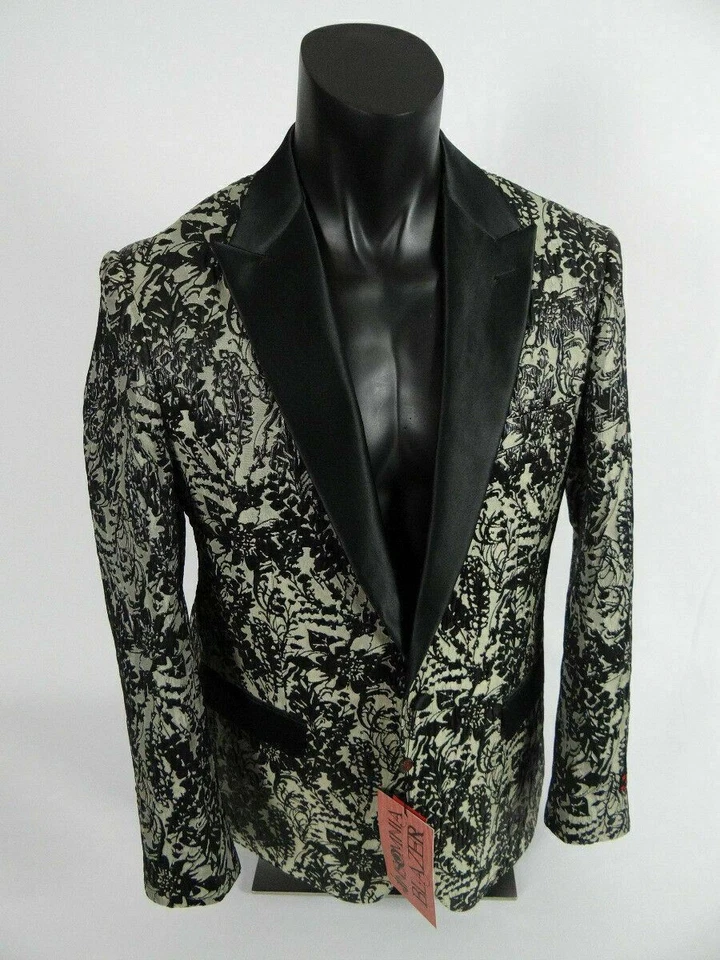 Mens Entertainer Event Sport Jacket Blazer Pewter Grey Florals INSOMNIA MANZINI - Image 1 of 4