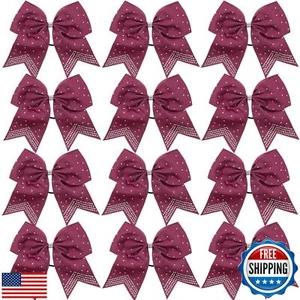 Hipcheer 12PCS 8" Rhinestones Large Cheer Hair Bows for Girls, Hand-made Gros - Picture 1 of 5