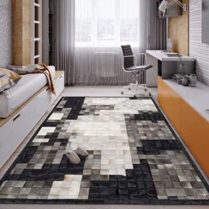New Hair Skin Patchwork Handmade Large Cow Hand Cowhide Leather Rug Carpet Area - Picture 1 of 3