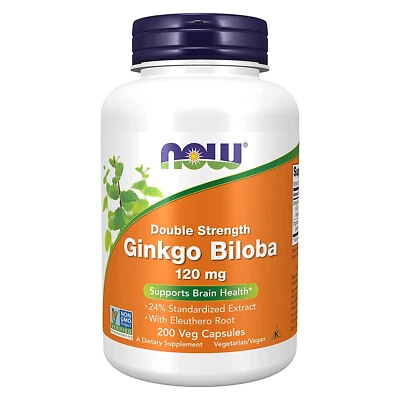 NOW FOODS Ginkgo Biloba Double Strength 120 mg 200 Veg Capsules - Image 1 of 4