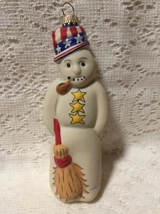 Vaillancourt German Glass Ornament OR2003-48 Patriotic Snowman 2003 - Picture 1 of 6