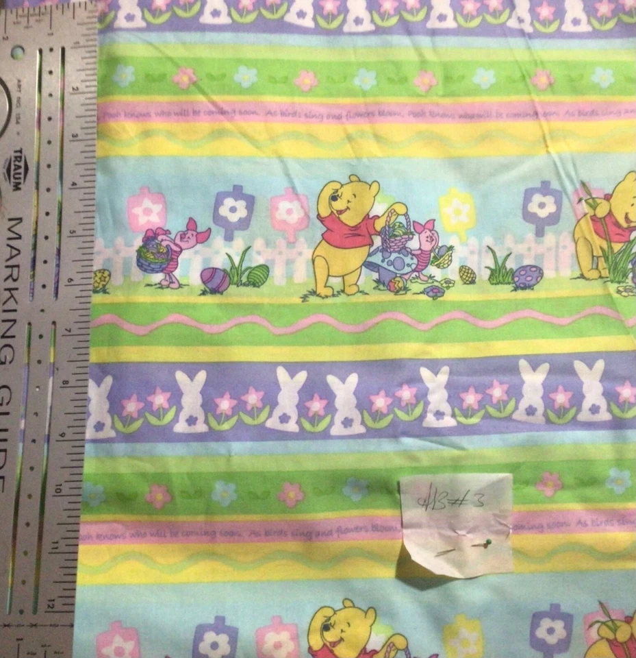 Winnie the Pooh Easter Stripe Cotton Fabric  By the Yard - Image 1 of 1