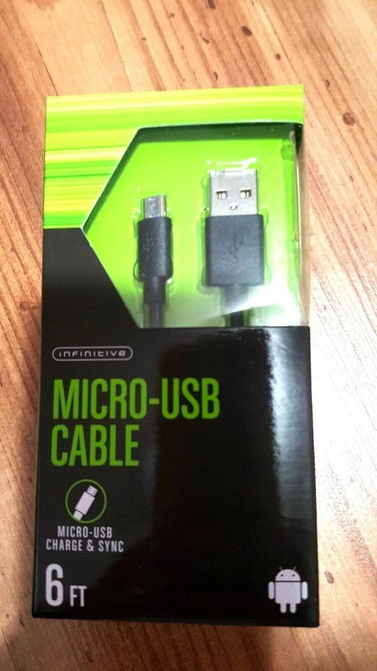 Infinitive Micro USB 6fl cable y sincronización negro Foto 1 de 1