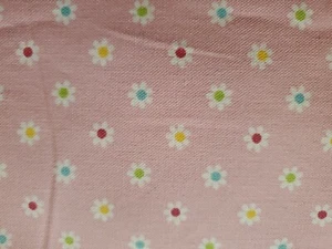 Retro Sewing Fabric Robert Kauffman Pink Daisy Dots 1ydX60" Poplin Cotton - Picture 1 of 4