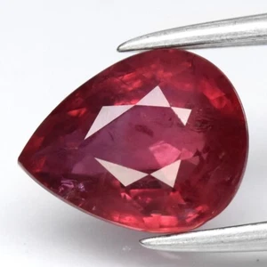 💎 1.76ct 8x6.5mm Pear Purplish Red Ruby - Heated, Malawi Gem - Picture 1 of 4