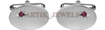 Heated Ruby Gemstone with 925 Sterling Silver Cufflink #2545 - Image 1 of 3
