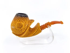 S.Yanik Meerschaum Pipe Hand Carved Calcine Colored Freehand Smoking Pipe - Picture 1 of 9