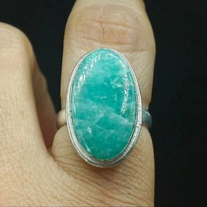 Proposal Women's Ring Natural Aquamarine Oval Gemstone 925 Sterling Silver - Picture 1 of 5