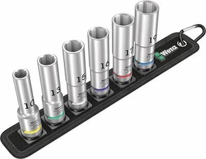 Wera Tools 05004565001 1/2 Drive 6 Piece Deep Socket Set Colour Coded 10mm-19mm - Picture 1 of 12