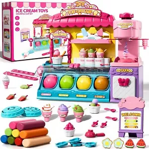 80 PCS Ice Cream Shop Set Food Toys for Kids Pretend Play Toys  Soft Magic - Picture 1 of 6