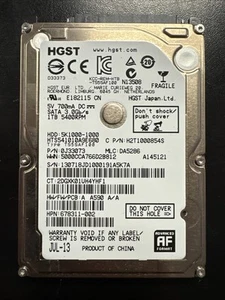 5K1000-1000 Hgst Hard Drive 1Tb 5400Rpm 2.5 8Mb Sata Hts541010A9E680"GRADE A" - Afbeelding 1 van 2