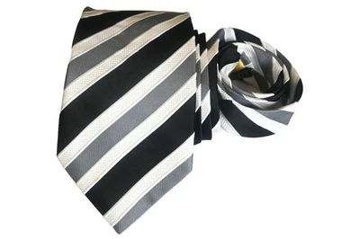 Gravata masculina DONALD J TRUMP MARFIM, PRETA/LARGURA LISTRADA: 3,5/8" COMPRIMENTO: 60" - Imagem 1 de 3