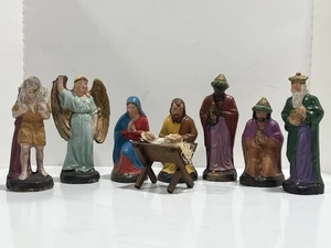 Presepe natalizio vintage grande Germania cartapesta set da 8 5,5” - Foto 1 di 23