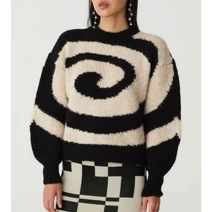 Paloma Wool Twister Black Off White Swirl Soft Square Fit Artsy Knit Sweater M - Bild 1 von 10