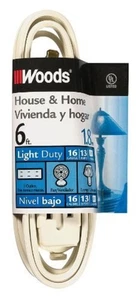 Light Duty Extension Cord, 6Ft, 16 Gauge, SPT-2, 3 Outlet Cube Tap, Indoor Co... - Bild 1 von 3