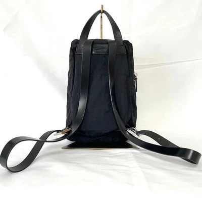 Mini Mochila FENDI FF Logo Patrón Zucca Cuero Nailon Negro De Colección De Japón Foto 1 de 4