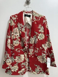 Zara Red Floral Blazer Jacket Size XS Ref 3068 213 - Picture 1 of 9
