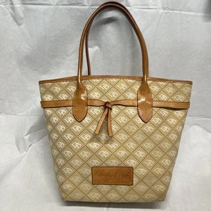 Dooney & Bourke Brown DB Monogram Canvas Leather Tote See Photos - Picture 1 of 14