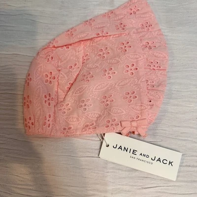 Janie and Jack Ojales Gorro Rosa 100% Algodón Bebé Niña 6 a 12 Meses Nuevo con Etiquetas Foto 1 de 4