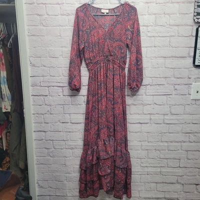 Anthropologie Boemo Paisley Maxi Dress Size S Boho Ruffle Skirt Cottage Peasant - Image 1 of 4