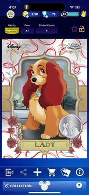 迪士尼 Topps 收集数字 Chrome 2025 LE CC/4 红色女士 70 周年 Legen — 第 1/3 张图片