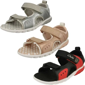 Kinder Clarks Freizeit Haken Und Schlaufe Sandalen Rocco Tide K - Picture 1 of 28