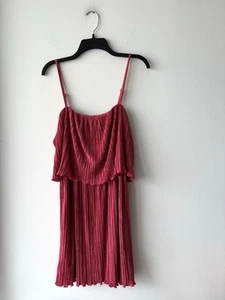 Forever 21 Dress Pink Satin Blouson Crinkle Spaghetti Strap Medium Wedding Guest - Picture 1 of 9
