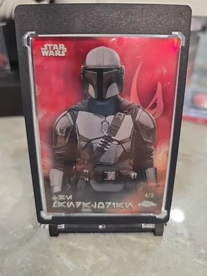 Aurebesh Star Wars The Mandalorian 4/5 Red Refractor Serial Limited Topps Rare - Image 1 of 3