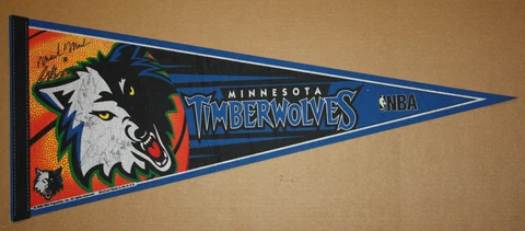 2006 Minnesota Timberwolves 30x12 Pennant Auto Mark Madsen Randy Foye Cover