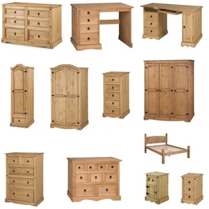 Corona Solid Pine Bedroom Furniture Bed Bedside Chest Drawers Wardrobes Desk - Picture 1 of 104