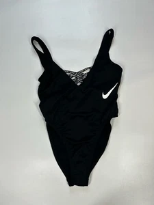 Nike Sneakerkini One Piece Swimsuit Women's Small Black High Rise NESSC254 - Picture 1 of 8