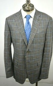 Canali Mens Gray Plaid Sport Coat Wool Silk Linen Blend Front Button Closure 36L - Picture 1 of 7