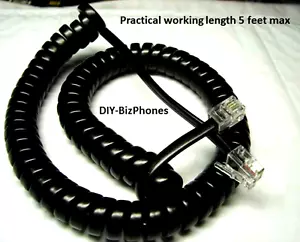 Xblue Phone Handset Cord X16 XB1670 2020 4040 45PEKT Receiver Curly Black 9Ft - Picture 1 of 2