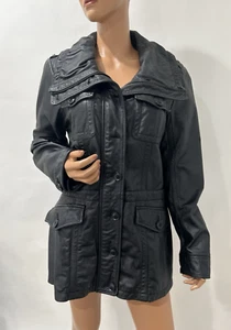 Danier Leather Jacket Black Size Large Closed With Zipper And Buttons - Picture 1 of 10