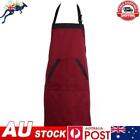 Unisex Halterneck Apron With 2 Pockets Chef Waiter Kitchen Cook Red Tool