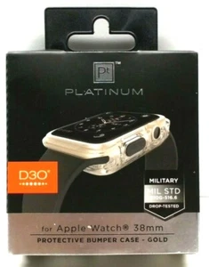 PLATINUM Clear & Gold D3O Protective Bumper Case for 38mm Apple Smart Watch - Picture 1 of 3