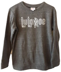 Lularoe girl’s Crew neck sweatshirt youth size 14 Grey white logo binA - Picture 1 of 7