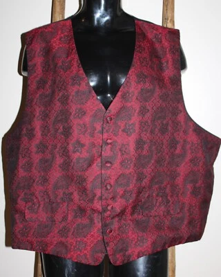Hombre~ACCESORIOS MEL HOWARD~Esmoquin~CHALECO~ROJO OSCURO Negro~AJUSTABLE~XXL~EE. UU. Foto 1 de 4