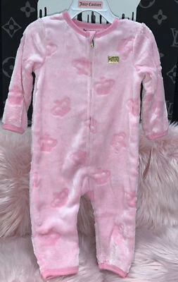 JUICY COUTURE Baby девочек розовый бархат комбинезон размер 12 М JCFGN15P-999 новый с Ярлыками - Изображение 1 из 4