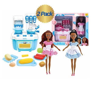 Fashion Chef Doll w/Kitchen Playset Tendy Black African American Doll, 2 Pack - Picture 1 of 6