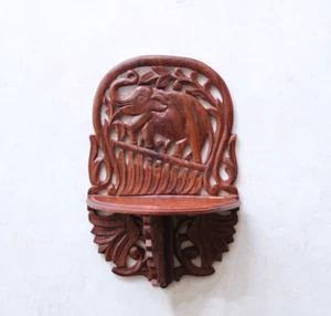 Estante montado en la pared mesa jarrón de madera soporte para plantas elefante decoración del hogar vintage - Imagen 1 de 5