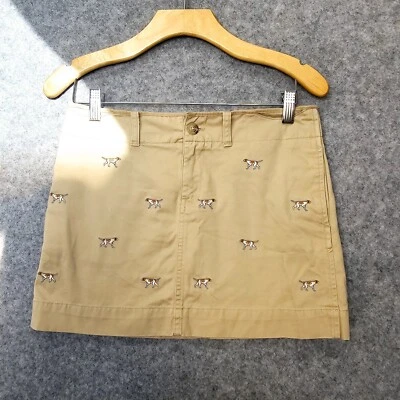 Polo RALPH LAUREN Mini Skirt Girls 16 XL Tan Khaki Dogs Preppy Ultra Super - Image 1 of 4