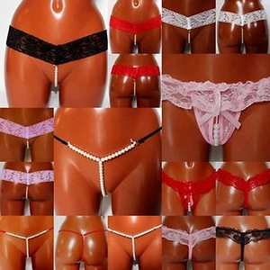  Sexy String-Tanga Slip mit Perlenkette Offen Reizwäsche S-M-L viele Muster NEU! - Bild 1 von 13
