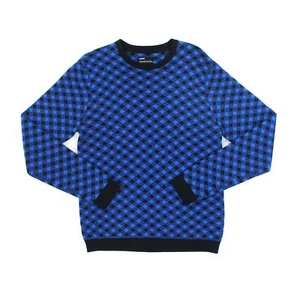 Public Opinion 145921 Mens Check Crewneck Pullover Sweater Blue Size Small - Picture 1 of 1