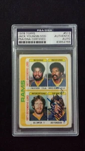 1978 Topps Jack Youngblood La Rams tarjeta de líderes autografiada 513 PSA ADN LABBED - Imagen 1 de 1