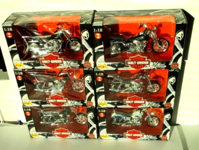 Maisto 1:18, Harley Davidson Motorcycles, Series 2, 1998, Complete Set of 6 - Image 1 of 4